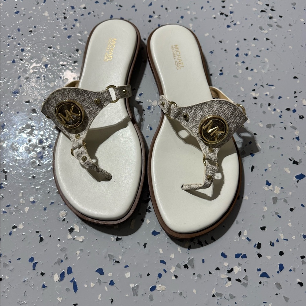 Michael Kors Gold and Cream Sandals